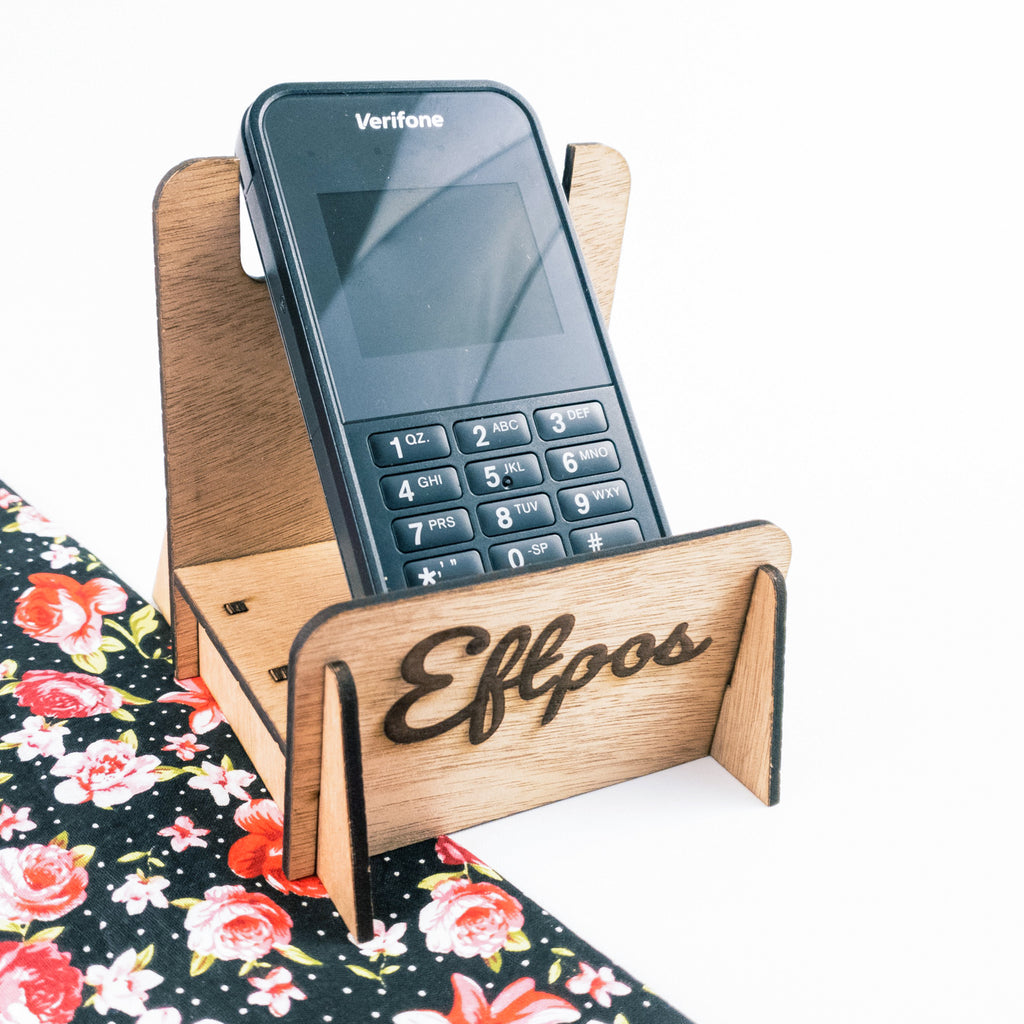 Eftpos Device Holder, Logo Engraved - TroubleMaker.co.nz