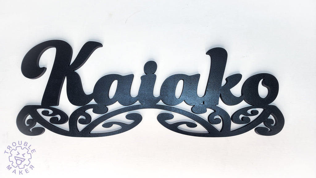 Kaiako sign carved of wood - TroubleMaker.co.nz