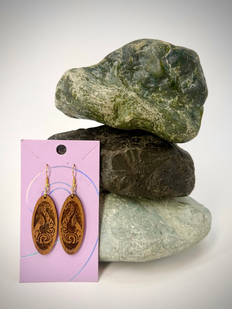 Hei Matau Oval Drop Earrings