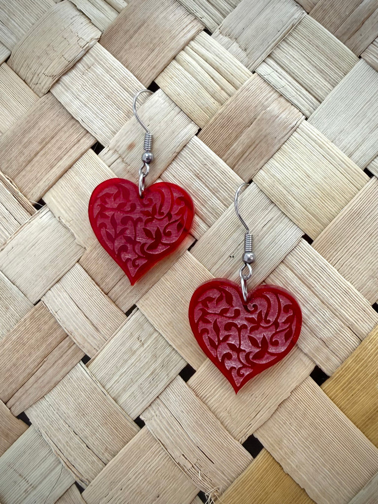 Batik Heart Earrings