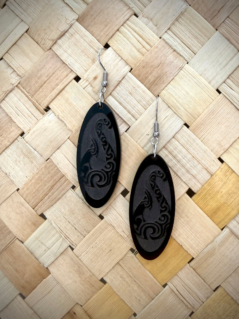 Hei Matau Oval Drop Earrings