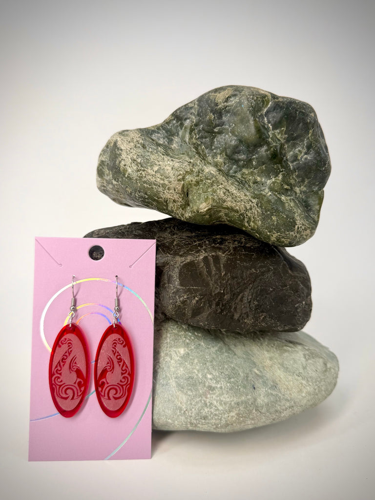 Hei Matau Oval Drop Earrings