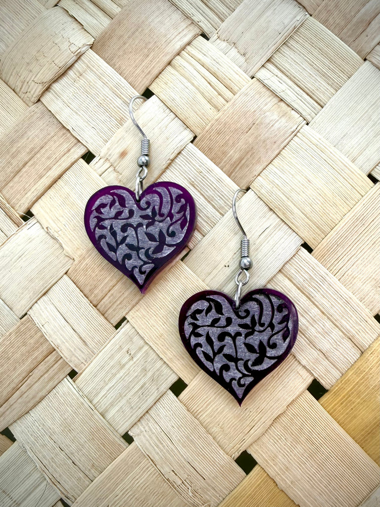 Batik Heart Earrings