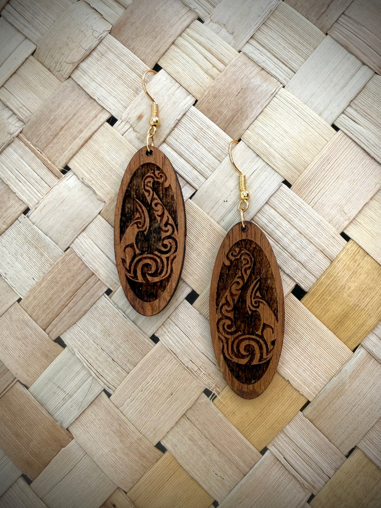 Hei Matau Oval Drop Earrings