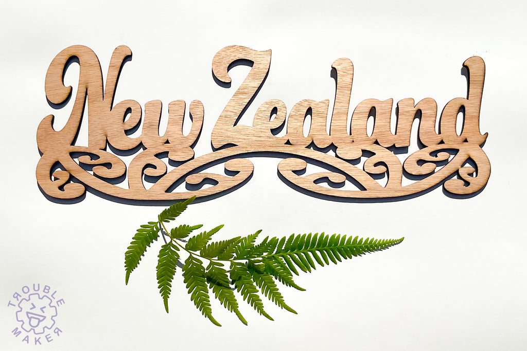 New Zealand sign art, carved of wood - TroubleMaker.co.nz