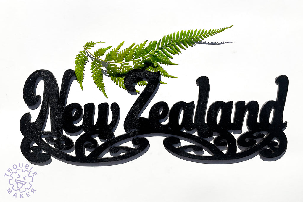 New Zealand sign art, carved of wood - TroubleMaker.co.nz