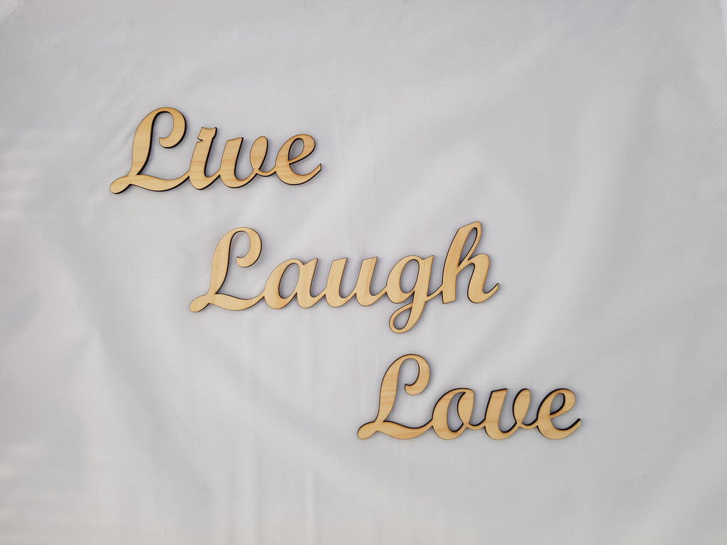 Live Laugh Love, sign art made of wood - 3 piece art - TroubleMaker.co.nz