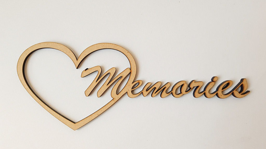 Memories sign art, carved of wood - TroubleMaker.co.nz